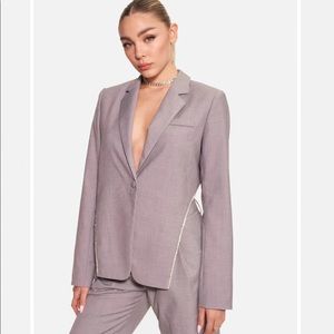 Adika -  Gray Blazer with Rhinestone Edging